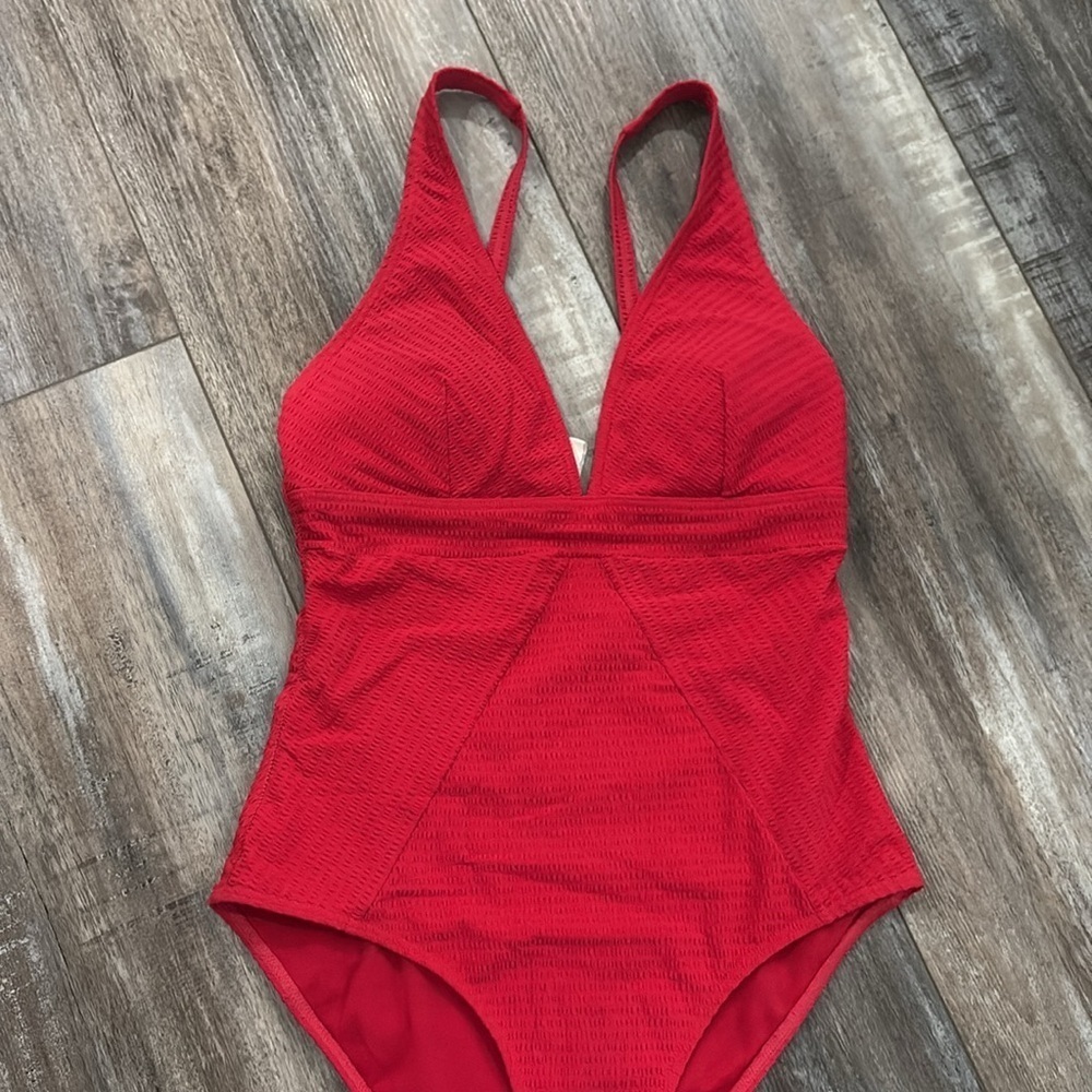 Sea level Caracas textured one piece swimsuit spice red size 4 - Picture 7 of 12